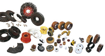 Tyres, wheels and castors