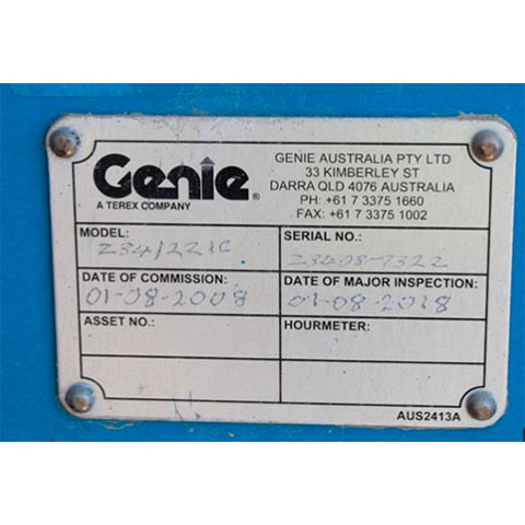 placa de identificación de la máquina