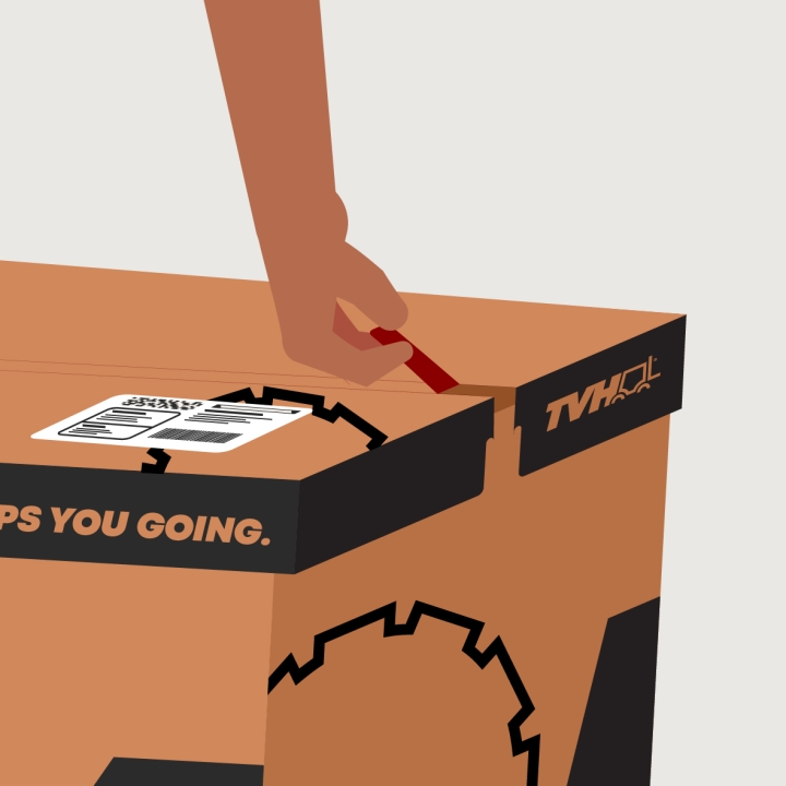 Use the tabs on the side to open the box.